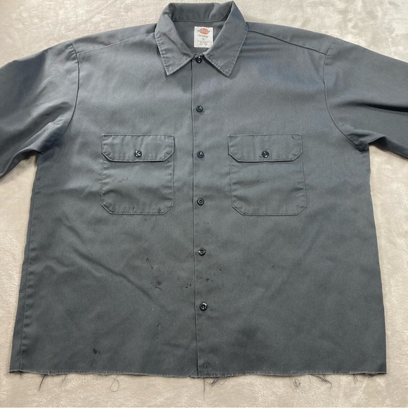 Dickies Cropped Work Shirt Long Sleeve Traditional Fit Men's Sz L - Picture 2 of 7